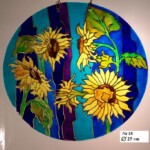 Słoneczniki w secesyjnej stylizacji Szkło gładkie  Koło o średnicy 25 cm